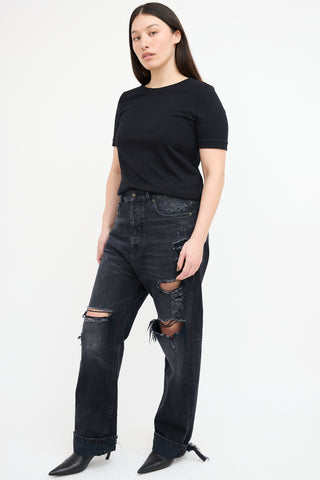 R13 Washed Black Distressed Izzy Drop Jeans