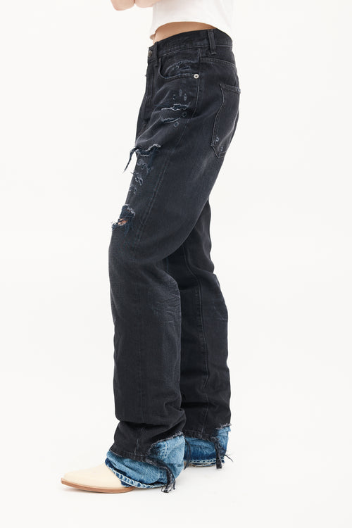 R13 Washed Black Jake Izzy Drop Distressed Jeans