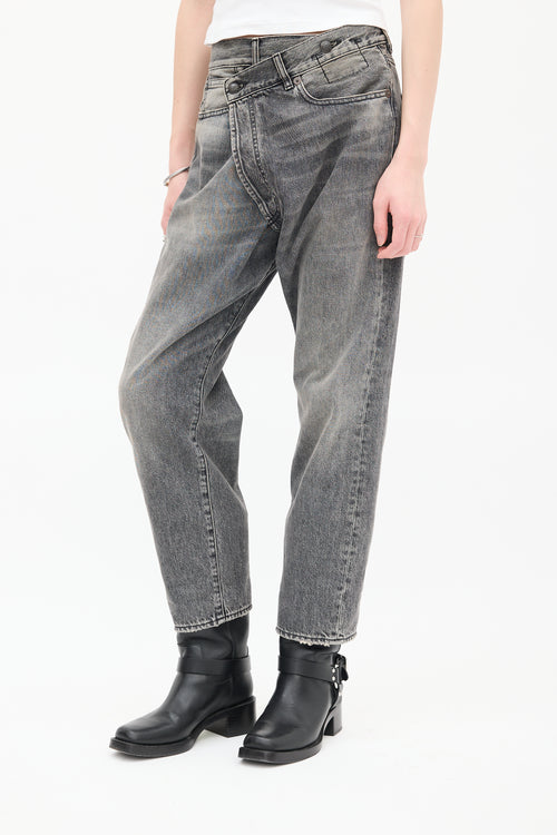 R13 Washed Black Leyton Cross Over Jeans