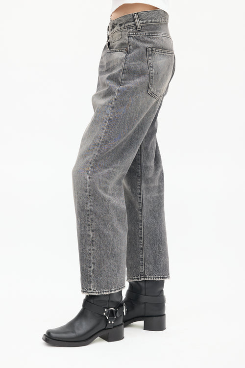 R13 Washed Black Leyton Cross Over Jeans