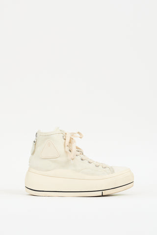 R13 White Canvas Kurt Platform Sneaker