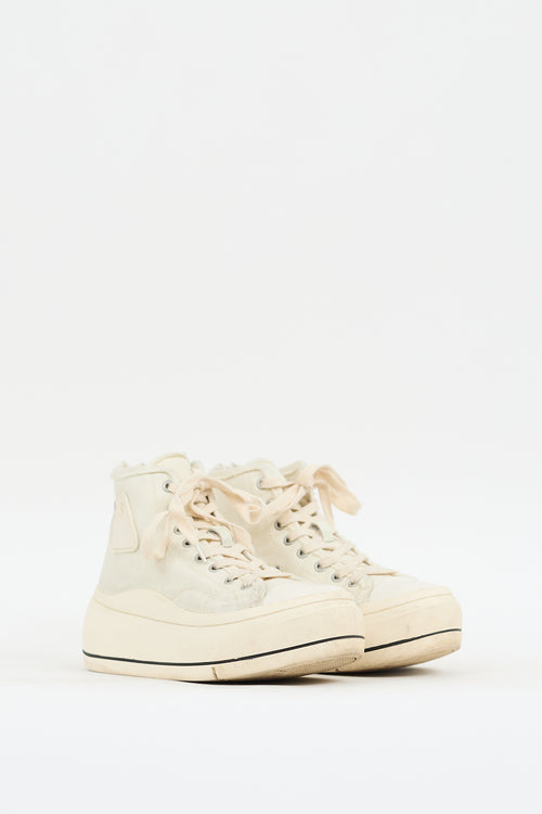 R13 White Canvas Kurt Platform Sneaker