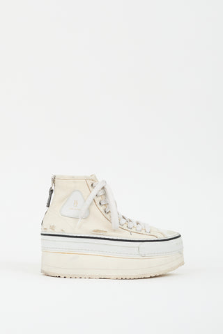 R13 Cream Distressed Courtney Platform Sneaker