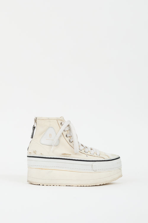 R13 Cream Distressed Courtney Platform Sneaker