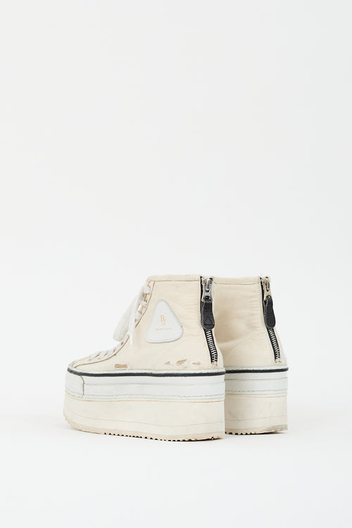 R13 Cream Distressed Courtney Platform Sneaker