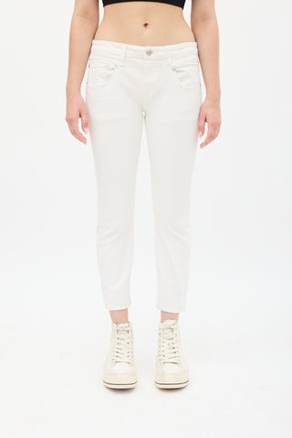 R13 White Denim Boy Skinny  Jeans