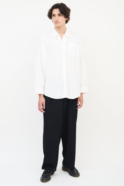 R13 White Drop Neck Oxford Shirt