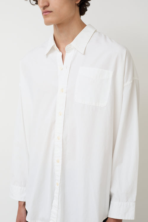 R13 White Drop Neck Oxford Shirt