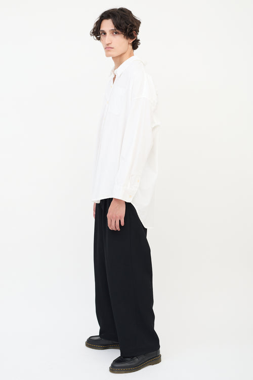 R13 White Drop Neck Oxford Shirt