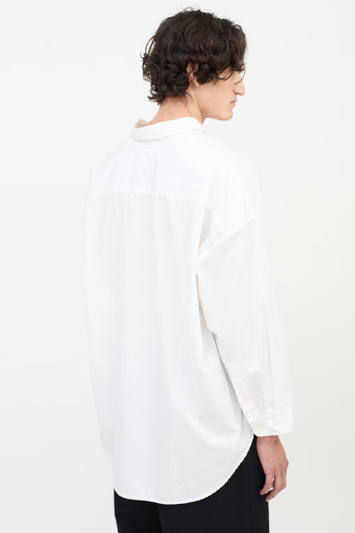 R13 White Drop Neck Oxford Shirt