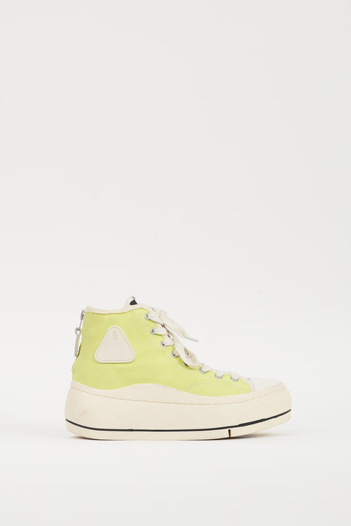 R13 Neon Green 
White Kurt Platform Sneaker