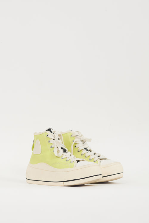 R13 Neon Green 
White Kurt Platform Sneaker