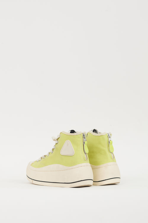 R13 Neon Green 
White Kurt Platform Sneaker