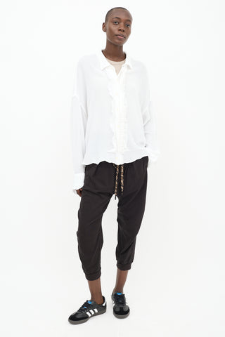 R13 White Ruffled Gauze Shirt