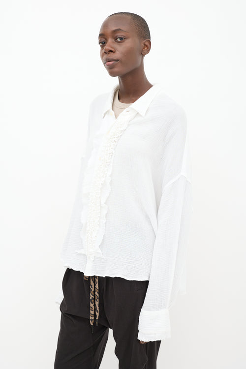 R13 White Ruffled Gauze Shirt