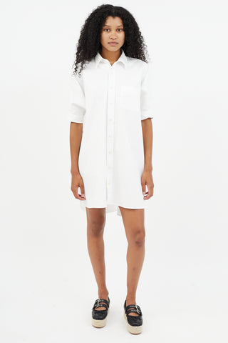 R13 White Short Sleeve Shirt Dress