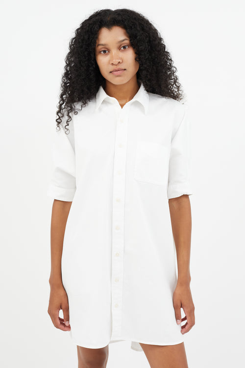 R13 White Short Sleeve Shirt Dress