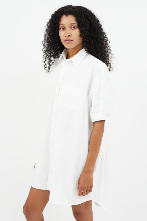 R13 White Short Sleeve Shirt Dress