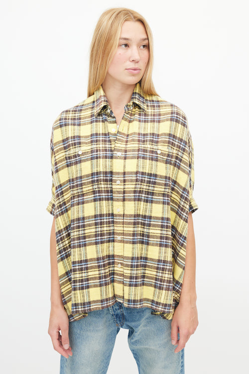 R13 Yellow 
Brown Oversized Flannel Button Up