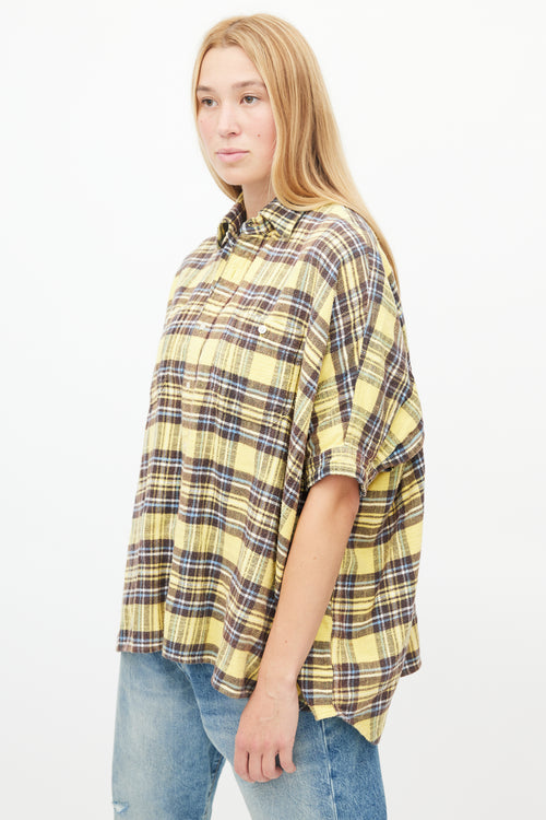 R13 Yellow 
Brown Oversized Flannel Button Up