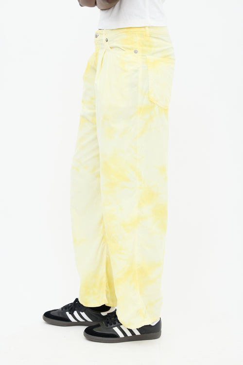 R13 Yellow Corduroy Damon Pleated Wide Leg Pant