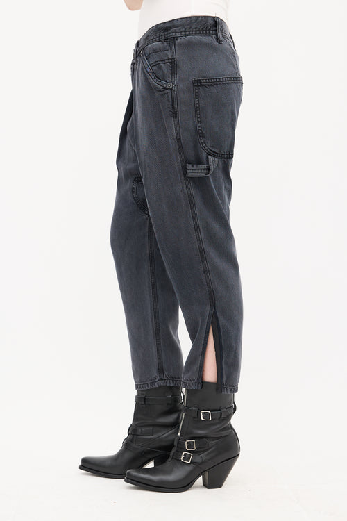 R13 Washed Black Drop Seat Jeans