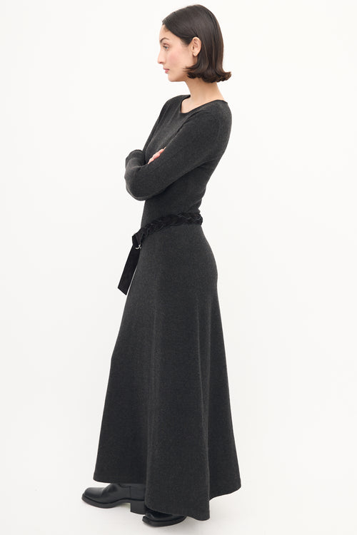 Ralph Lauren Dark Grey Cashmere Maxi Sweater Dress