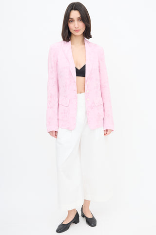 Raquel Allegra Pink Jacquard Shawl Lapel Blazer