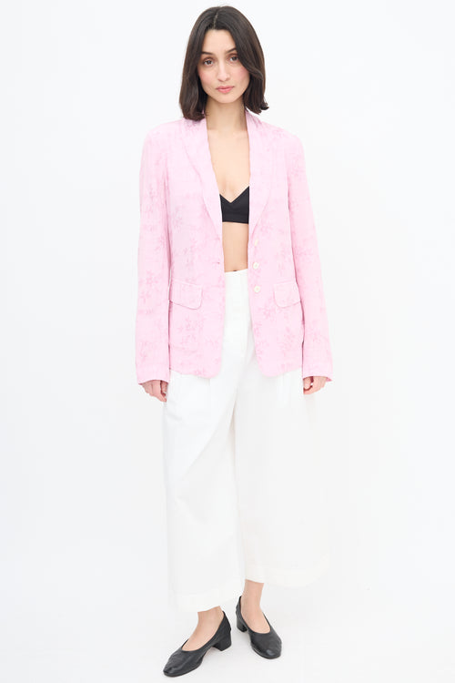 Raquel Allegra Pink Jacquard Shawl Lapel Blazer