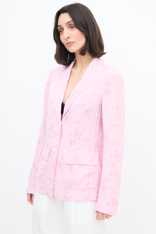 Raquel Allegra Pink Jacquard Shawl Lapel Blazer