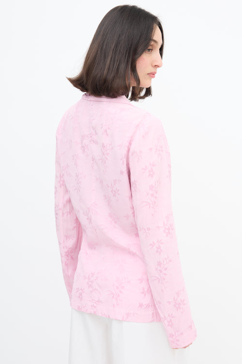 Raquel Allegra Pink Jacquard Shawl Lapel Blazer