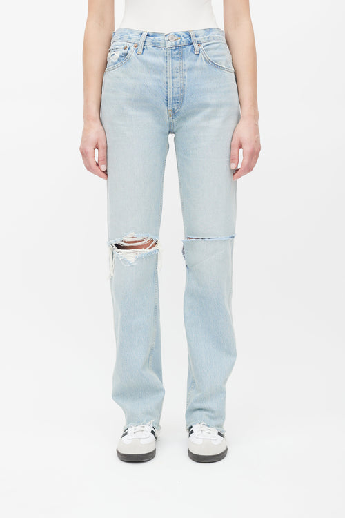 Re/Done Blue Light Wash High Rise Loose Jeans