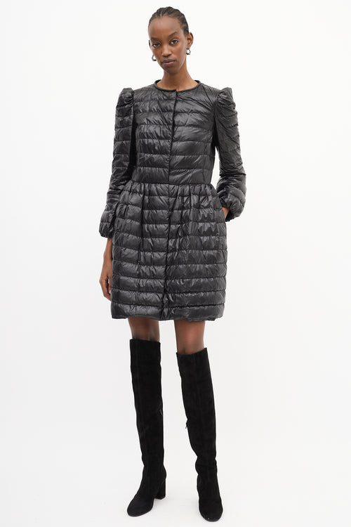 Red Valentino Black Mid Length A-Line Down Puffer Coat