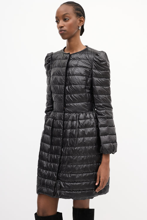 Red Valentino Black Mid Length A-Line Down Puffer Coat