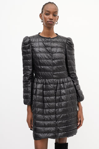 Red Valentino Black Mid Length A-Line Down Puffer Coat