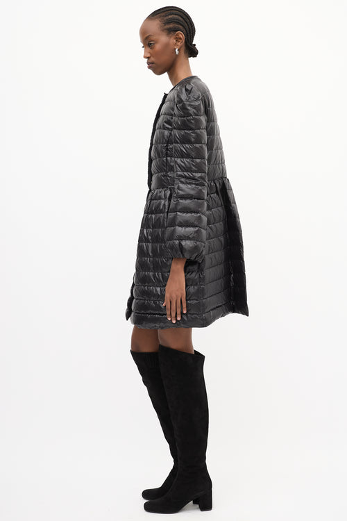 Red Valentino Black Mid Length A-Line Down Puffer Coat