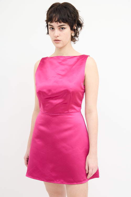 Reformation Fuchsia Satin Zenni Mini Dress