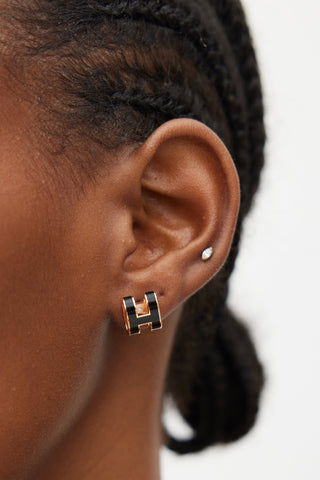 Hermès Gold 
Black Pop H Earring