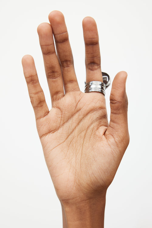 Saint Laurent Silver 
Black Gem Ring