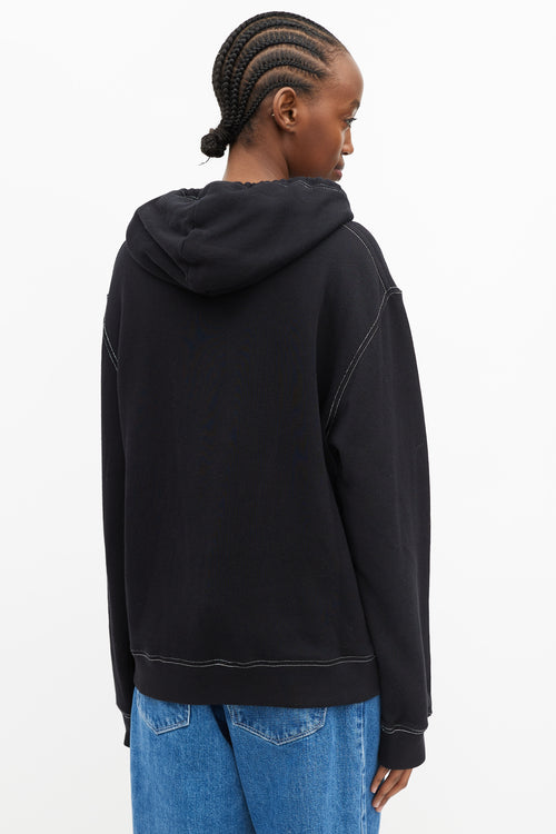 Loewe Black 
White Embroidered Logo Hoodie