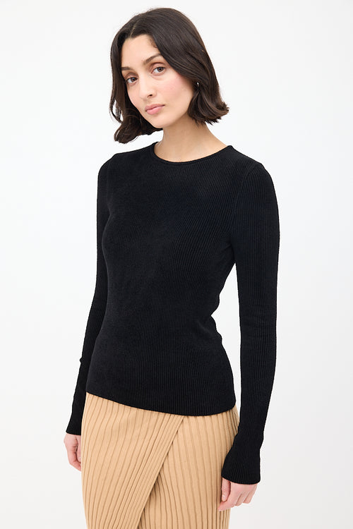 Alexandre Vauthier Black Chenille Long Sleeve Top