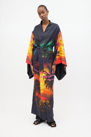 Balmain Resort 2019 Silk Printed Robe