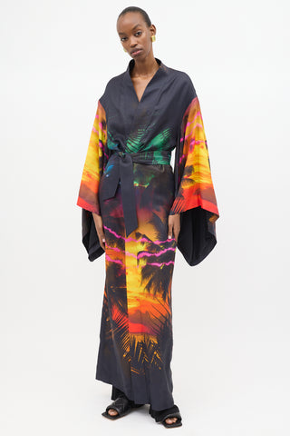 Balmain Resort 2019 Silk Printed Robe