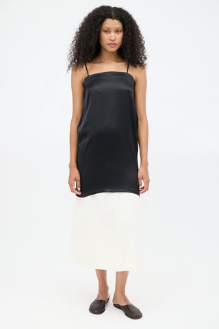 Celine Black Satin Slip Dress