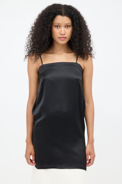 Celine Black Satin Slip Dress