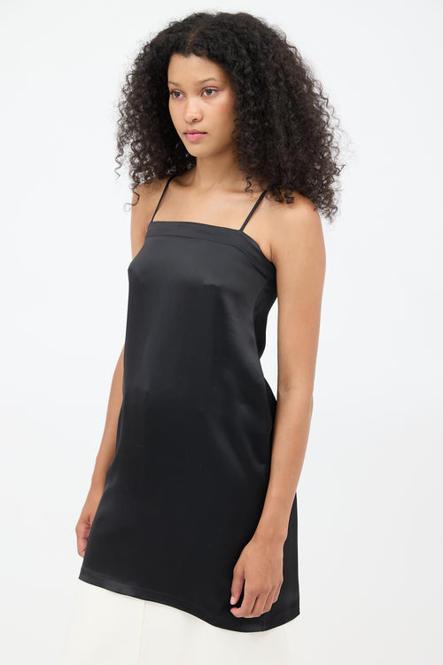 Celine Black Satin Slip Dress