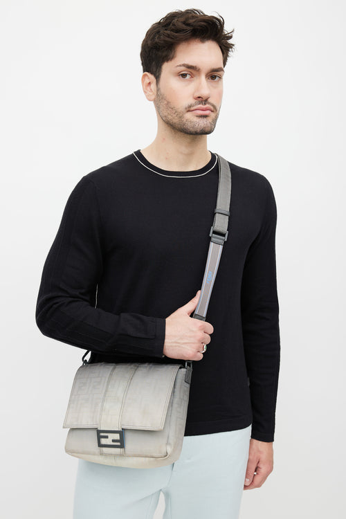 Grey 
Cream Gradient Baguette Messenger Bag