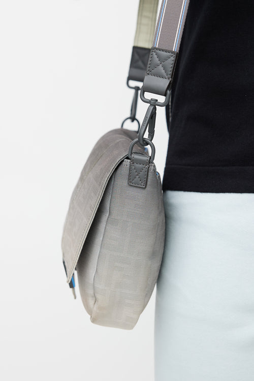 Grey 
Cream Gradient Baguette Messenger Bag