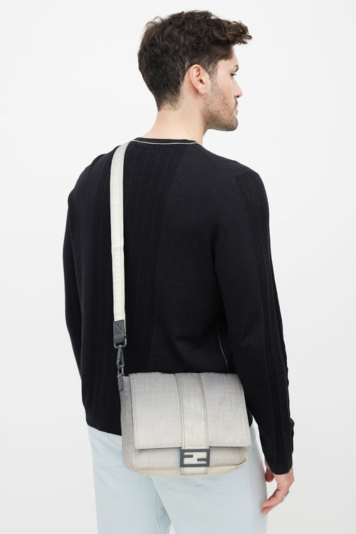 Grey 
Cream Gradient Baguette Messenger Bag