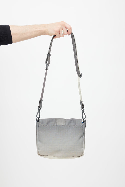 Grey 
Cream Gradient Baguette Messenger Bag